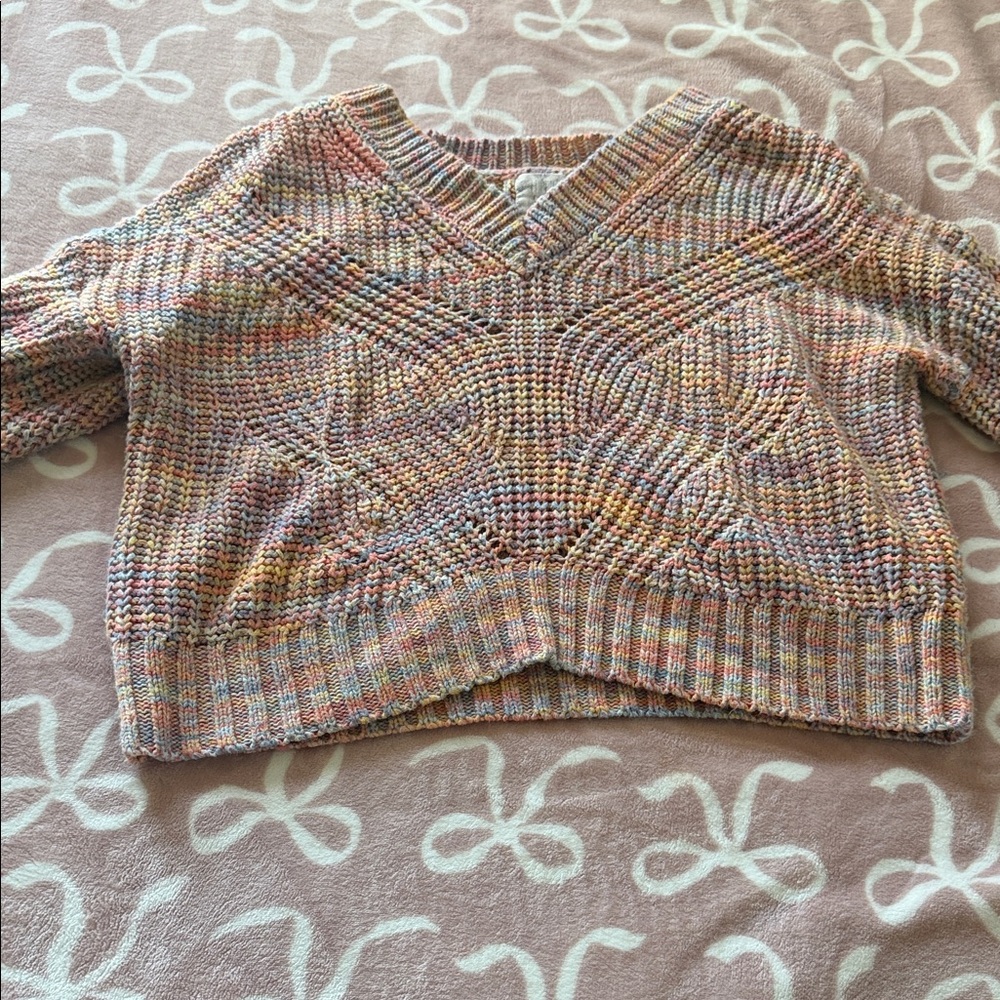 Free People Multicolor V-Neck Sweater